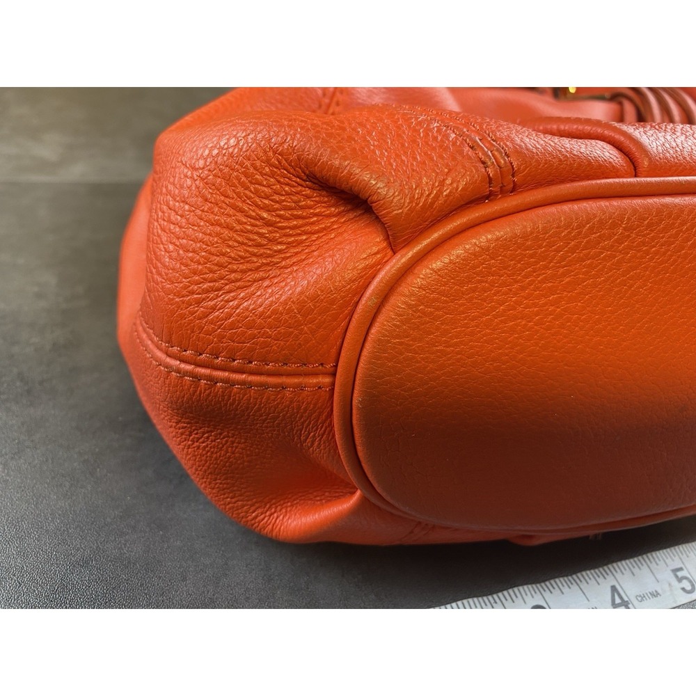 Michael Kors Orange Leather Hobo Shoulder Bag w/ Charm-See Description - Picture 5 of 14